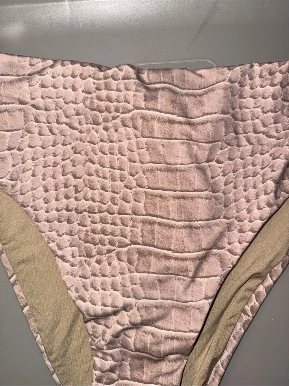 Skims Signature Swim Mid Waist Bottoms Dune Crocodile Print Medium